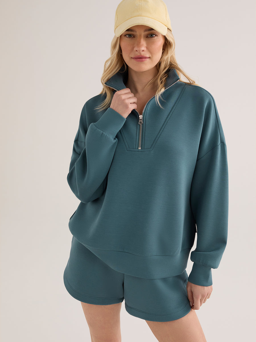 Varley Hawley Half Zip Sweat mallard blue