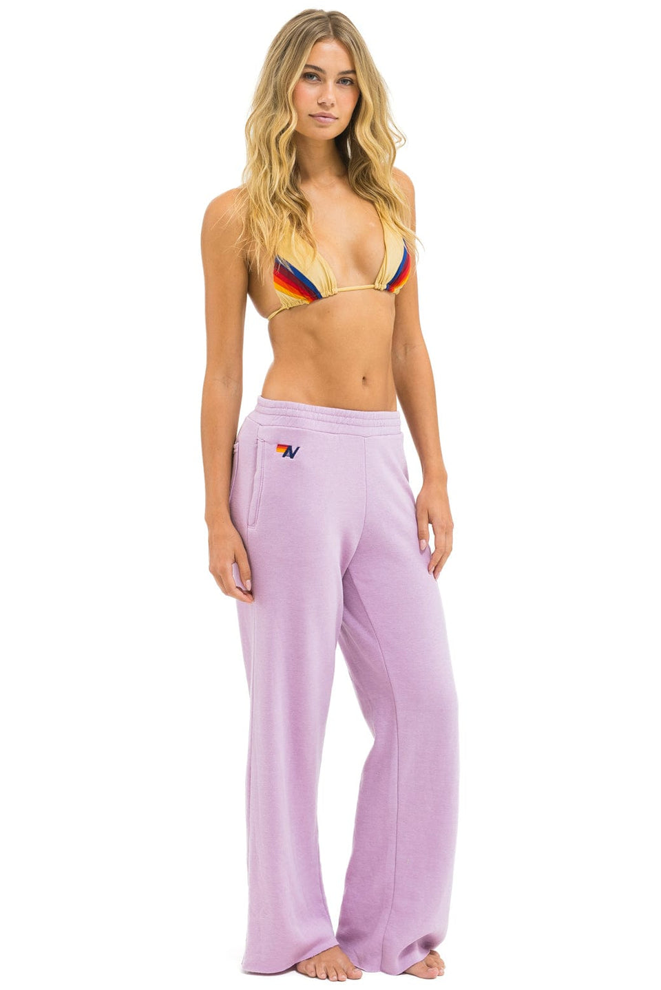Aviator Nation Wide Leg Sweatpant in Mauve