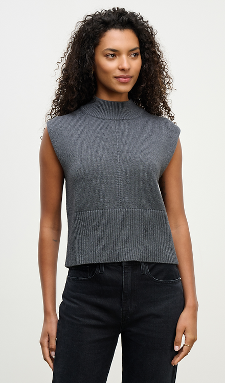 Velvet by Graham &amp; Spencer Electra Mock Neck Sleeveless Top HEather Grey