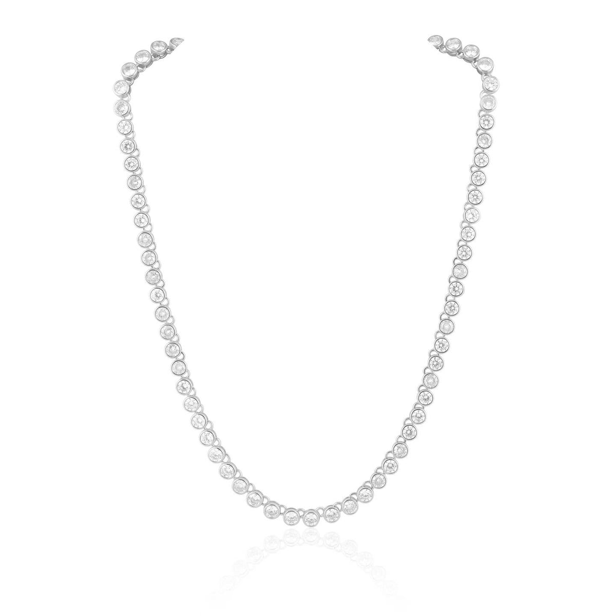 SAHIRA Bezel Tennis Necklace Silver