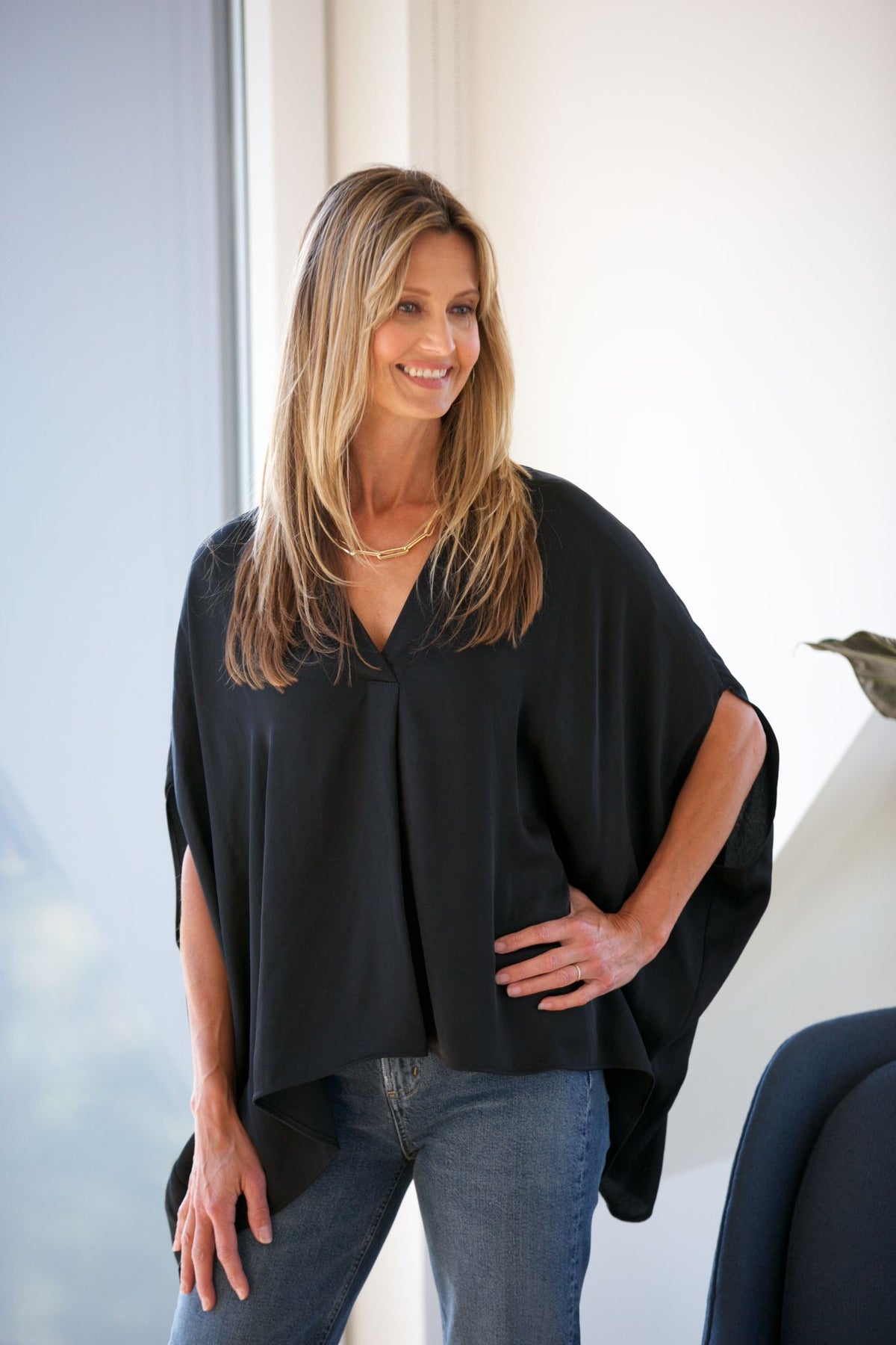 NYLAND Adelaide Double Notched Top Medium Grey