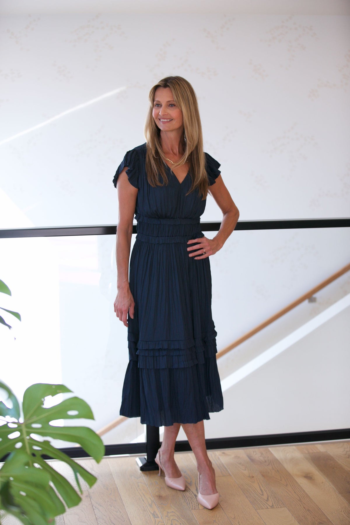 NYLAND Amelia S/S Ruffle Long Dress Dark Navy