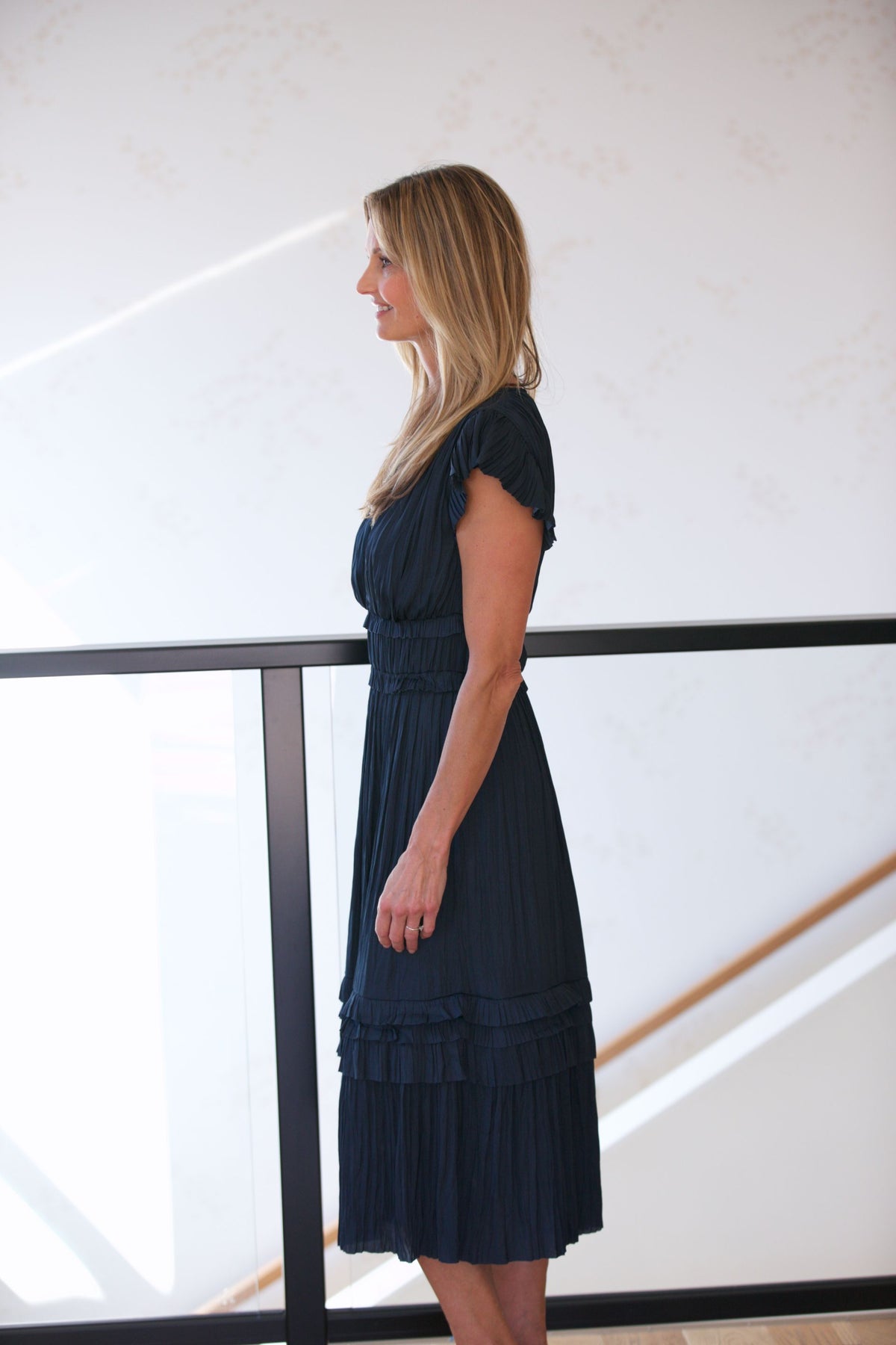 NYLAND Amelia S/S Ruffle Long Dress Dark Navy