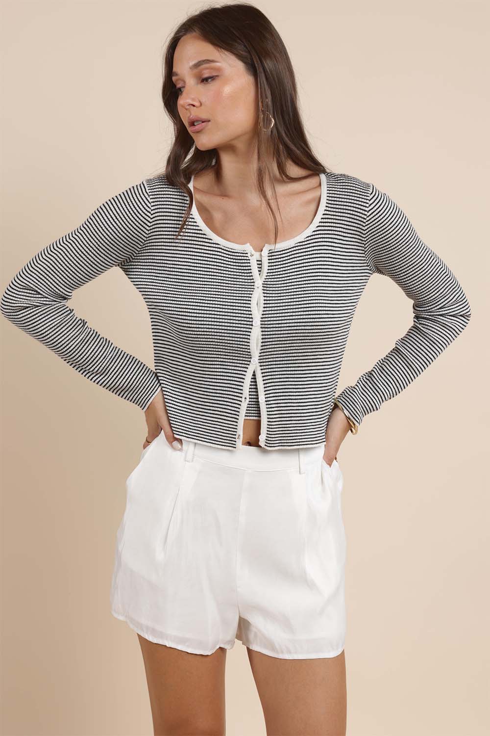 Sadie &amp; Sage Prepster Buttoned Striped Cardigan