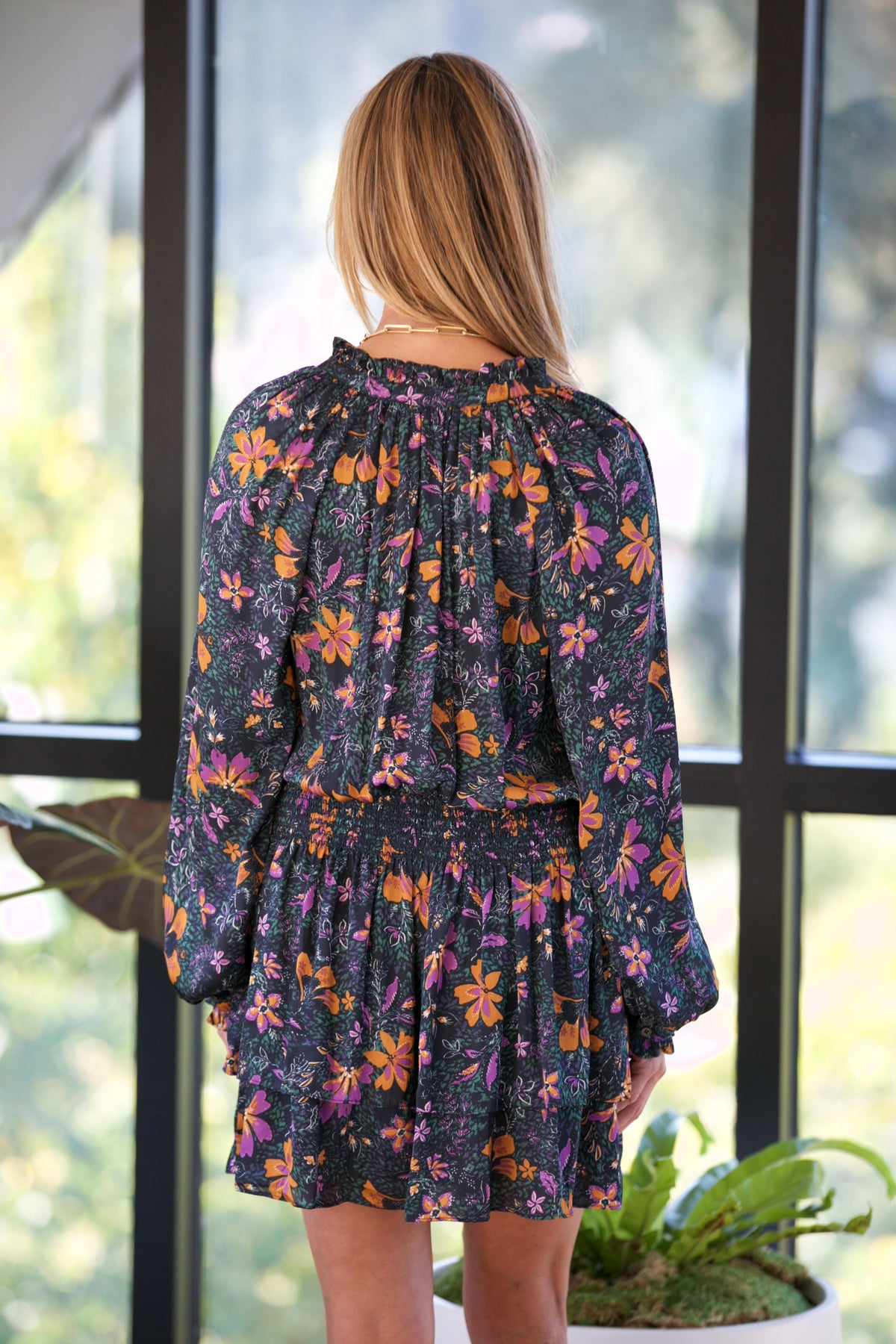 NYLAND Autumn L/S Ruffle Cuff Dress Navy Multi