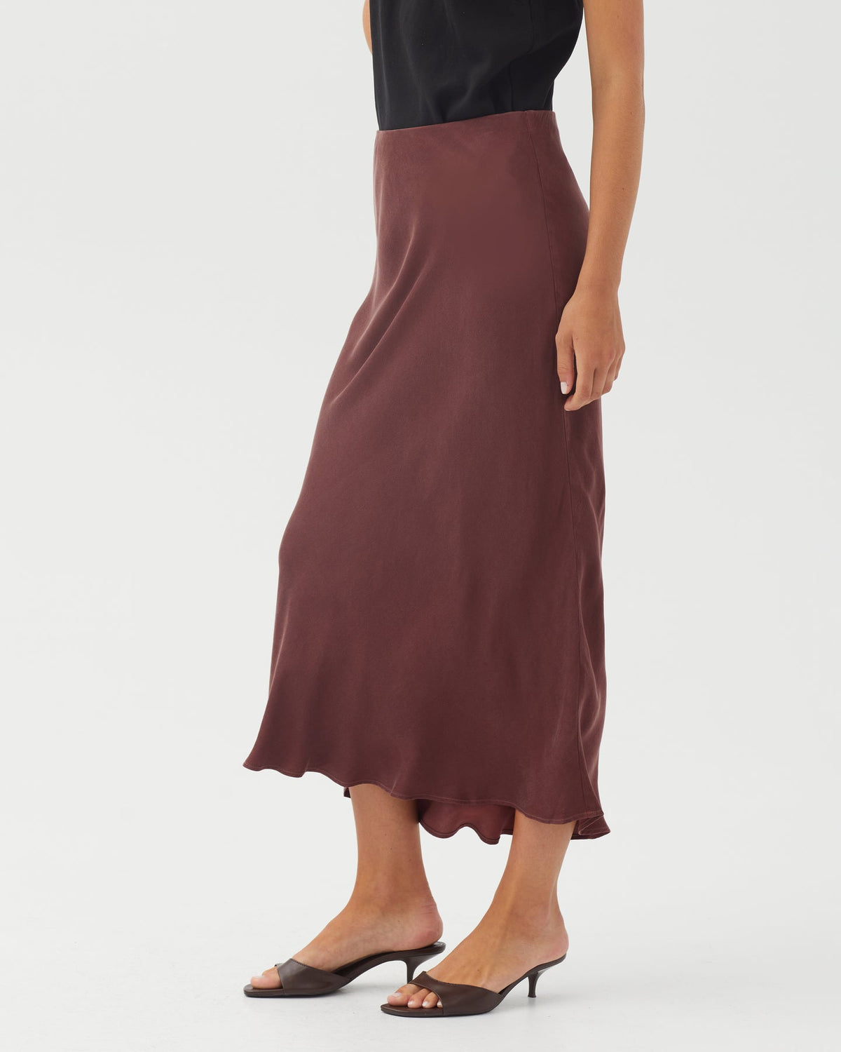 Bella Dahl Long Maxi Bias Skirt in Smoked Crimson