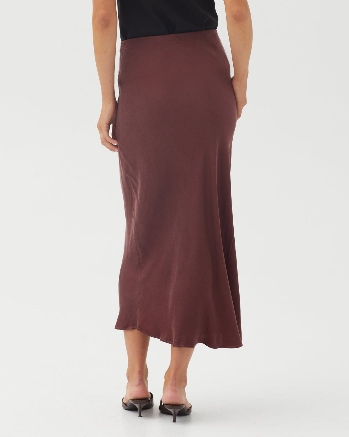 Bella Dahl Long Maxi Bias Skirt in Smoked Crimson
