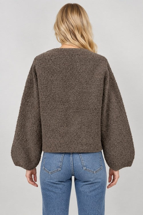 NYLAND Bouclé Balloon-Sleeve Cardigan