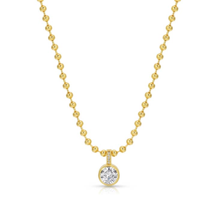 Splendid Iris Bold in Style Cz Pendant Necklace