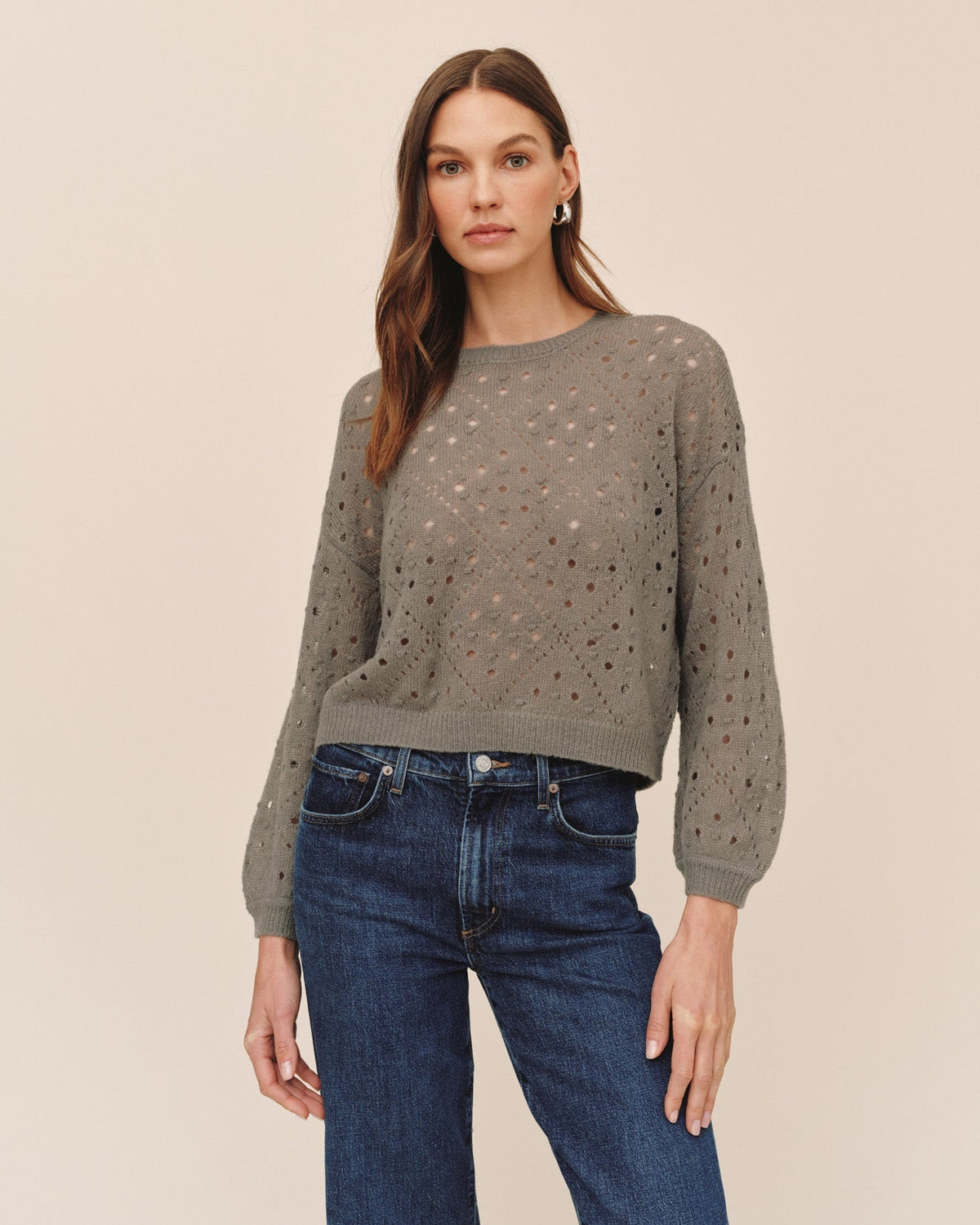 Bella Dahl Balloon Sleeve Sweater Shadow Moss