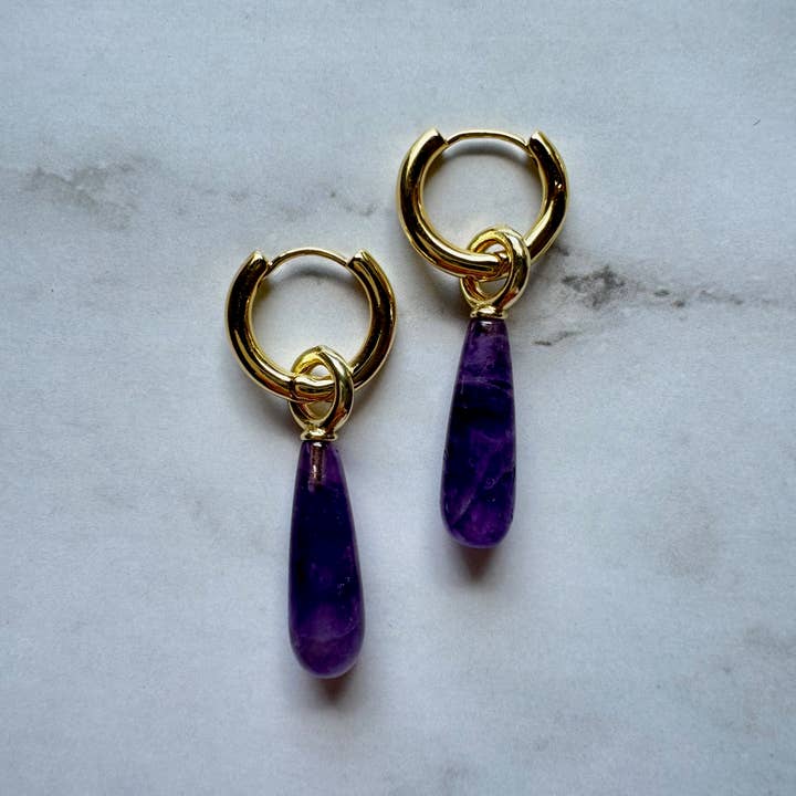 Jessica Matrasko Amara Gemstone Drop Huggie