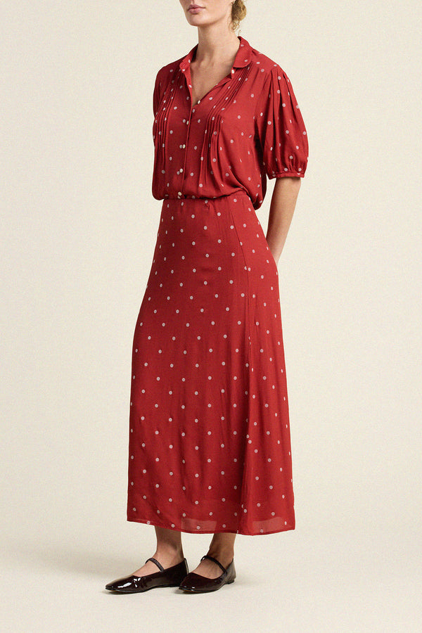 Birds of Paradis by Trovata Nadine Blouse in Berry Flocked Dot