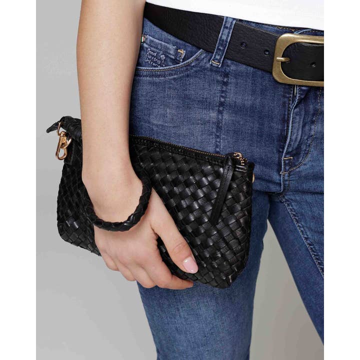 Amsterdam Heritage Fabrie | Woven Leather Crossbody Bag Black