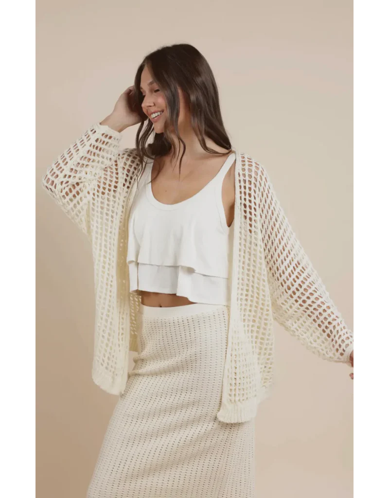 Sadie &amp; Sage Peach Fuzz Open Knit Cardigan
