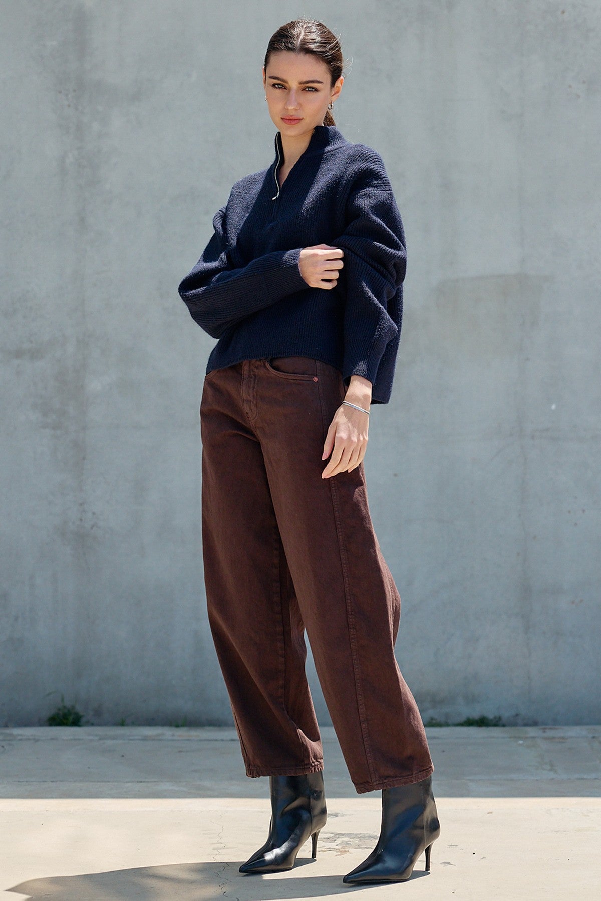 DEON Half Zip Mock Neck Sweater