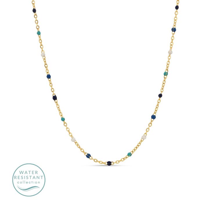 Splendid Iris Sweetly Colored Delicate Chain Necklace Aqua Blue White