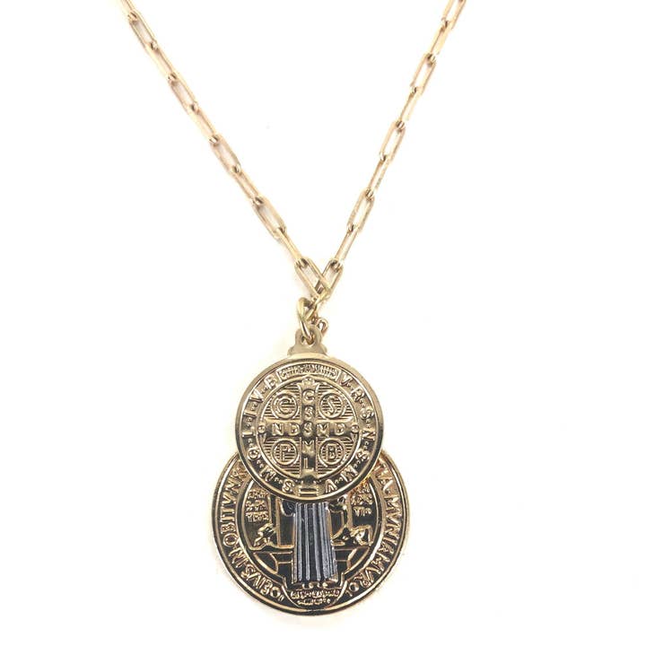 SAHIRA Saint Ii - St. Benedict Coin Necklace - 20"