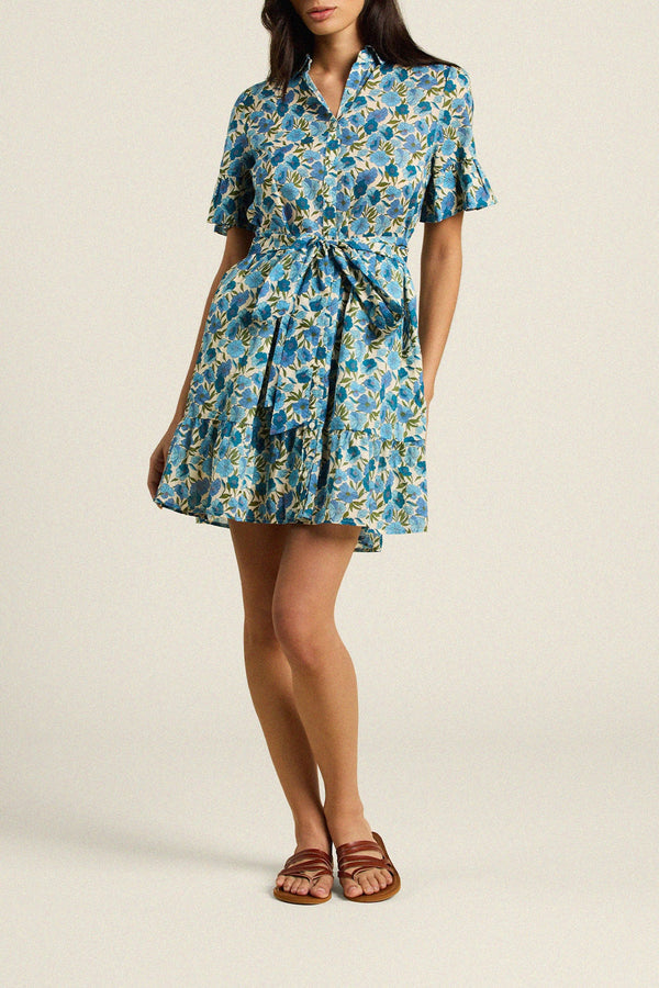 blue dress with birds of Paradis by Trovata Martinique back waist and smocked Gown Black Dress PNG Style:AP1E213285 Size:XS tall