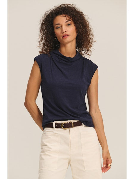 Velvet by Graham & Spencer Fletcher Cap Sleeve Top Navy