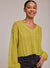 Bella Dahl V-Neck Cropped Sweater Golden Chartreuse 