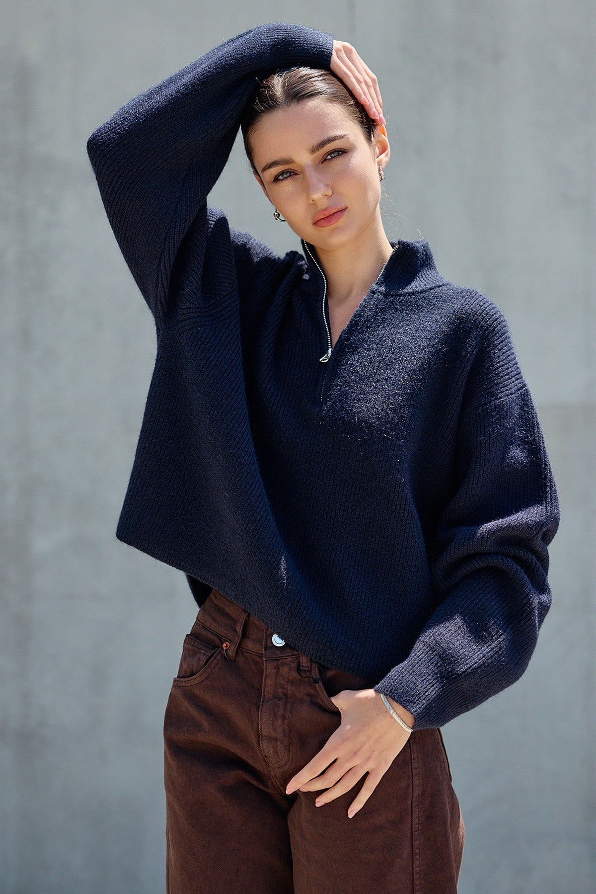 DEON Half Zip Mock Neck Sweater