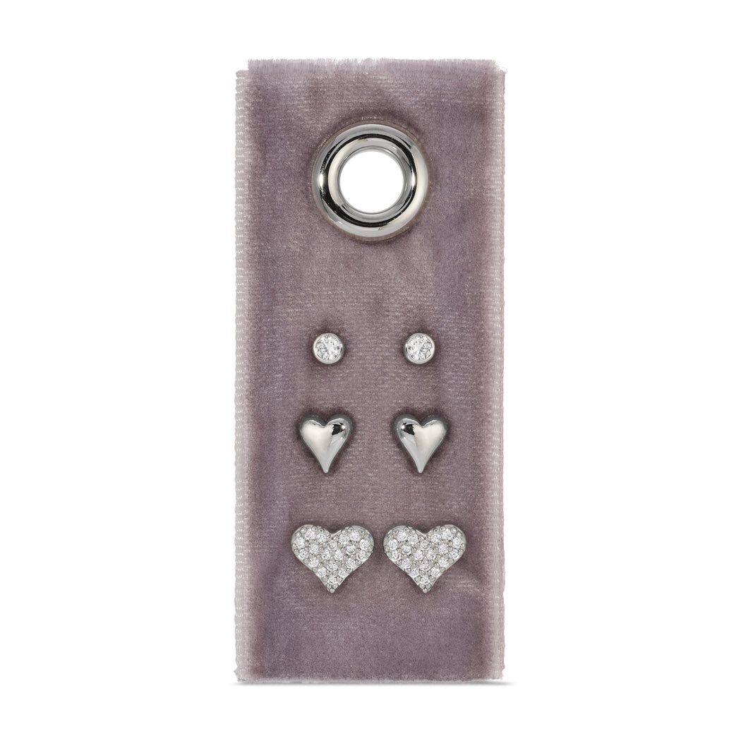 Splendid Iris Heart Velvet Stud Gift Set