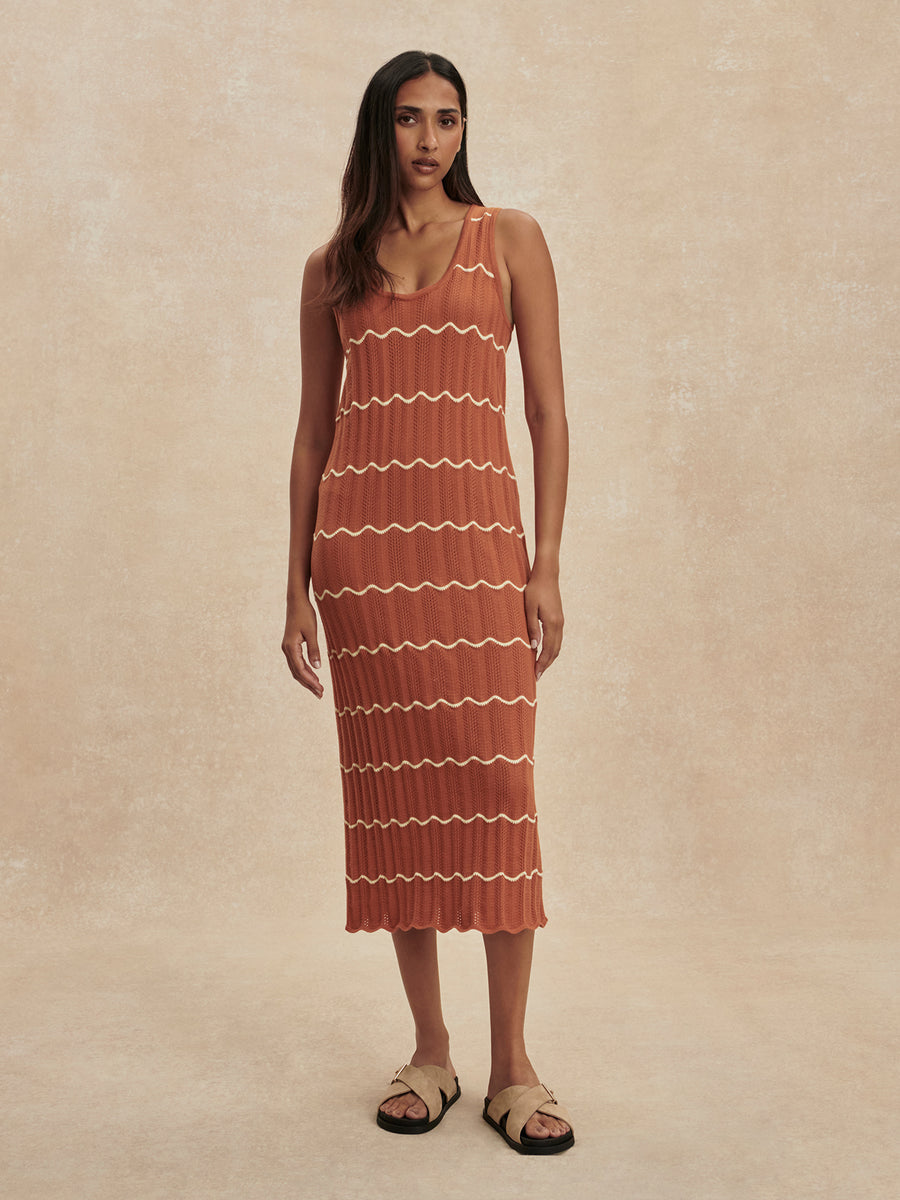 Varley Yuna Scallop Knit Dress