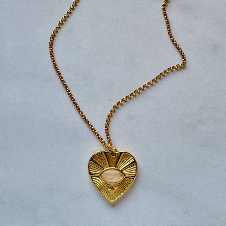Jessica Matrasko Juliet Heart and Gemstone Pendant Necklace