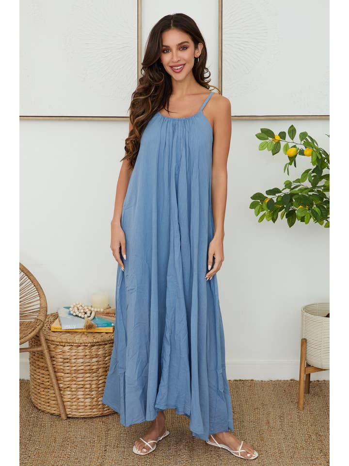 NYLAND Jhersi Spaghetti Strap Textured Gauze Maxi Dress