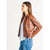 Dex Button Front Faux Leather Jacket Medium Brown