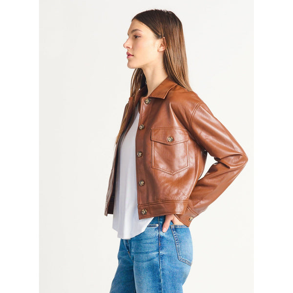 Dex Button Front Faux Leather Jacket