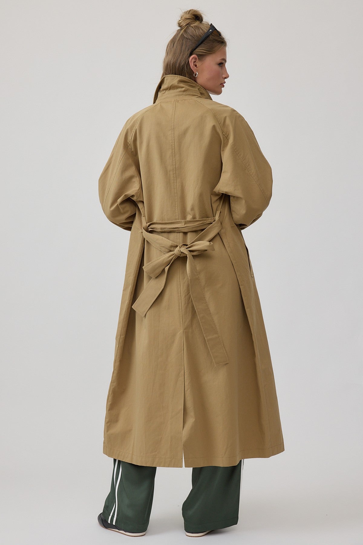 DEON Classic Belted Long Trench Coat Khaki