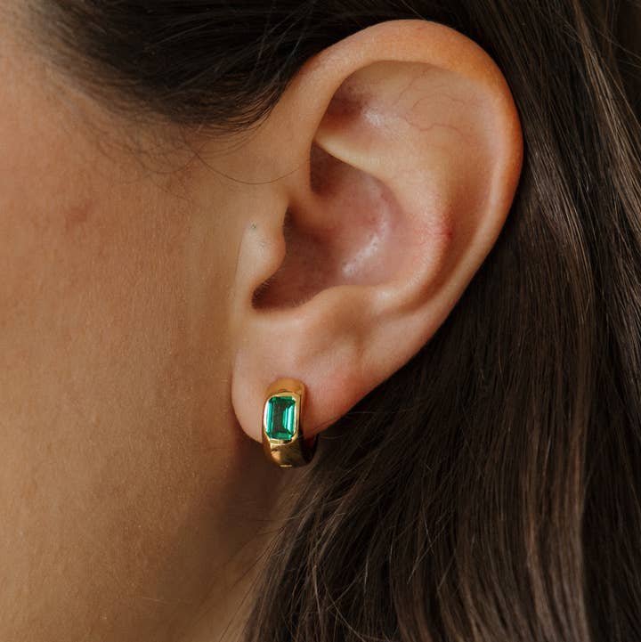 The Land of Salt Circe Emerald Hoop Earring