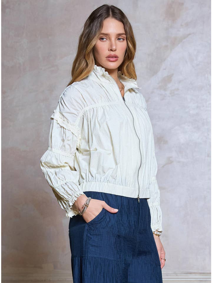 NYLAND Jam Shirring Zip Up Jacket