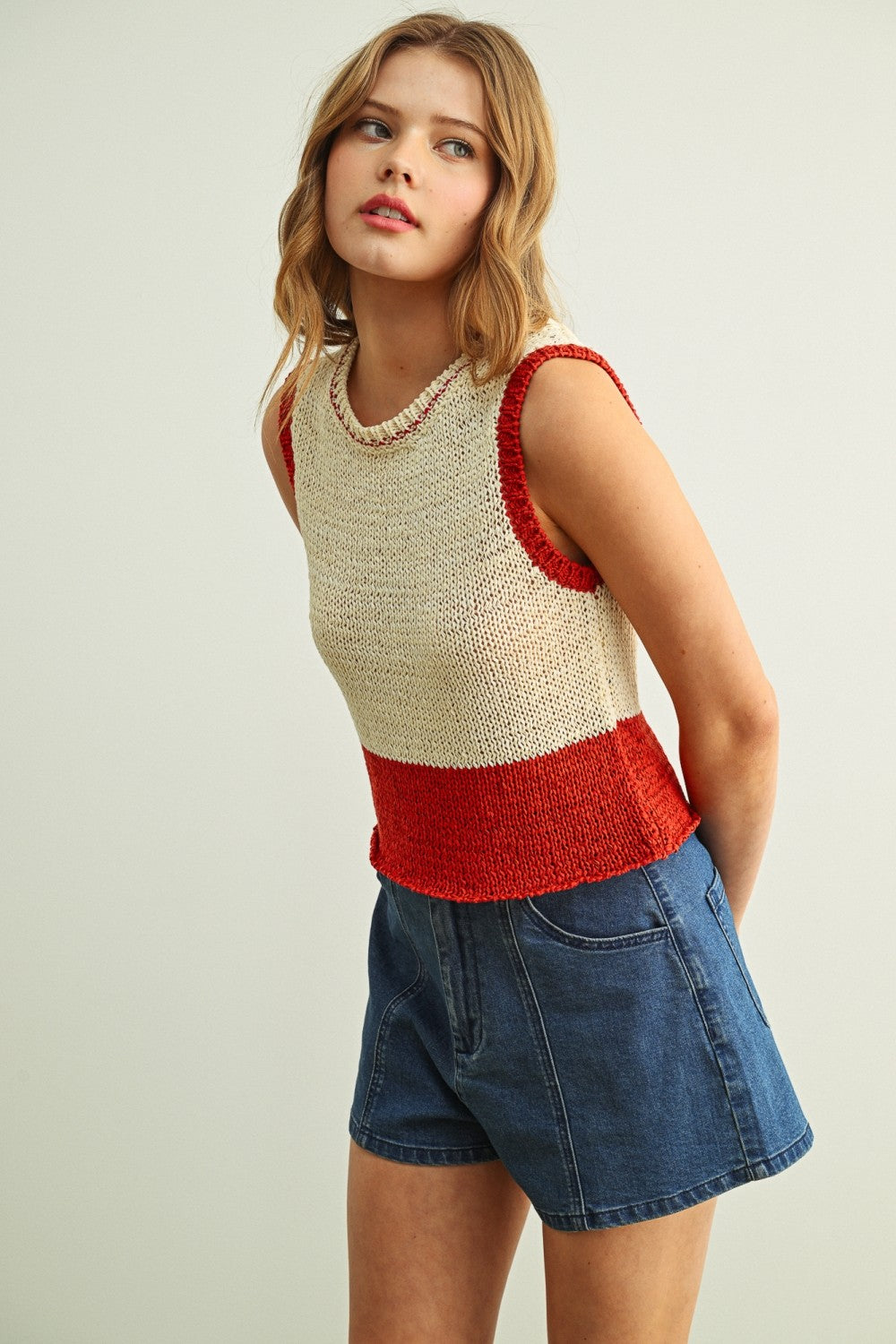 DEON Color Block SL Knit Top