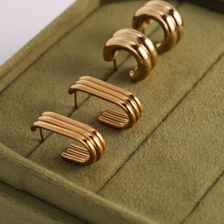Splendid Iris Contemporary Elongated Hoops, Water-Resistant