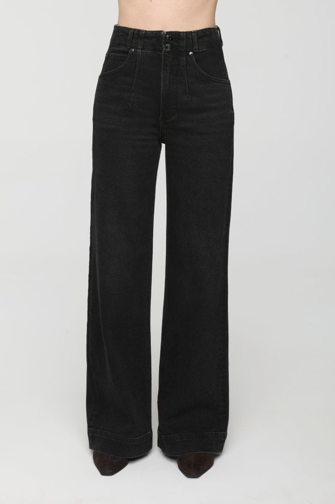PISTOLA Lana Double Button High Rise Ultra Wide Leg in Jetset
