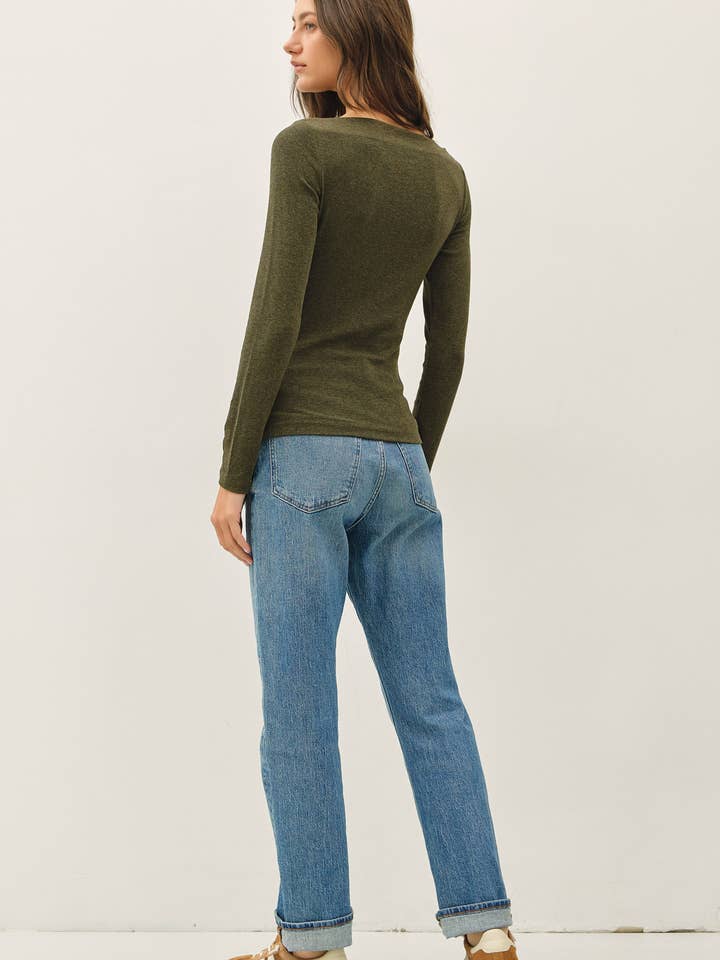 NYLAND Jay-Lee Ribbed Boat Neck Shirring Waist Top