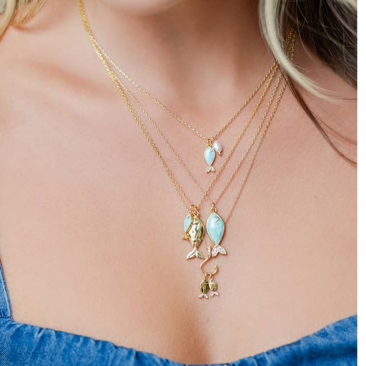 Splendid Iris Fish Pendant Necklace
