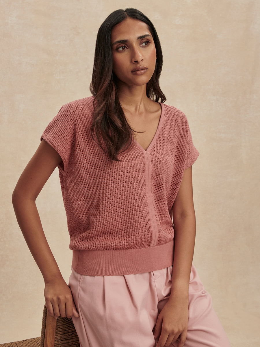 Varley Ashford Knit Top Ash Rose
