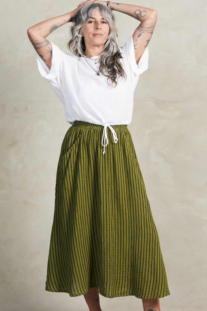 Curator Fawn Stripe Skirt