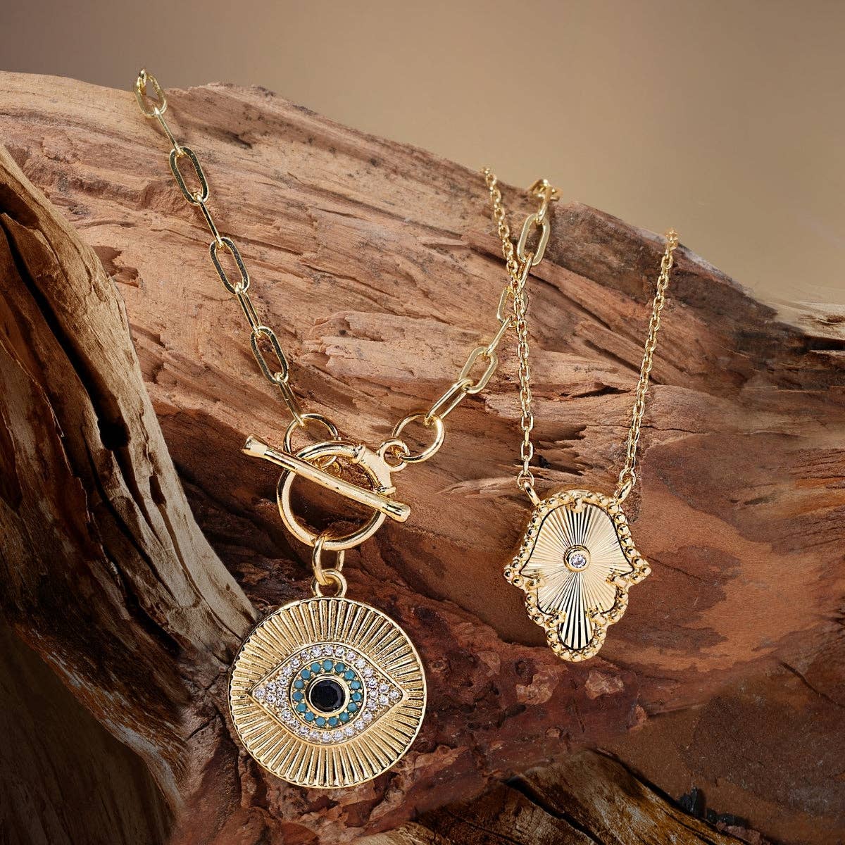 Splendid Iris Evil Eye Round Pendant with Toggle