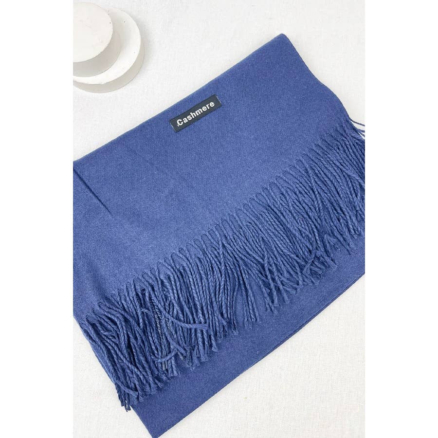 Love and Repeat Solid Cashmere Scarf in Navy