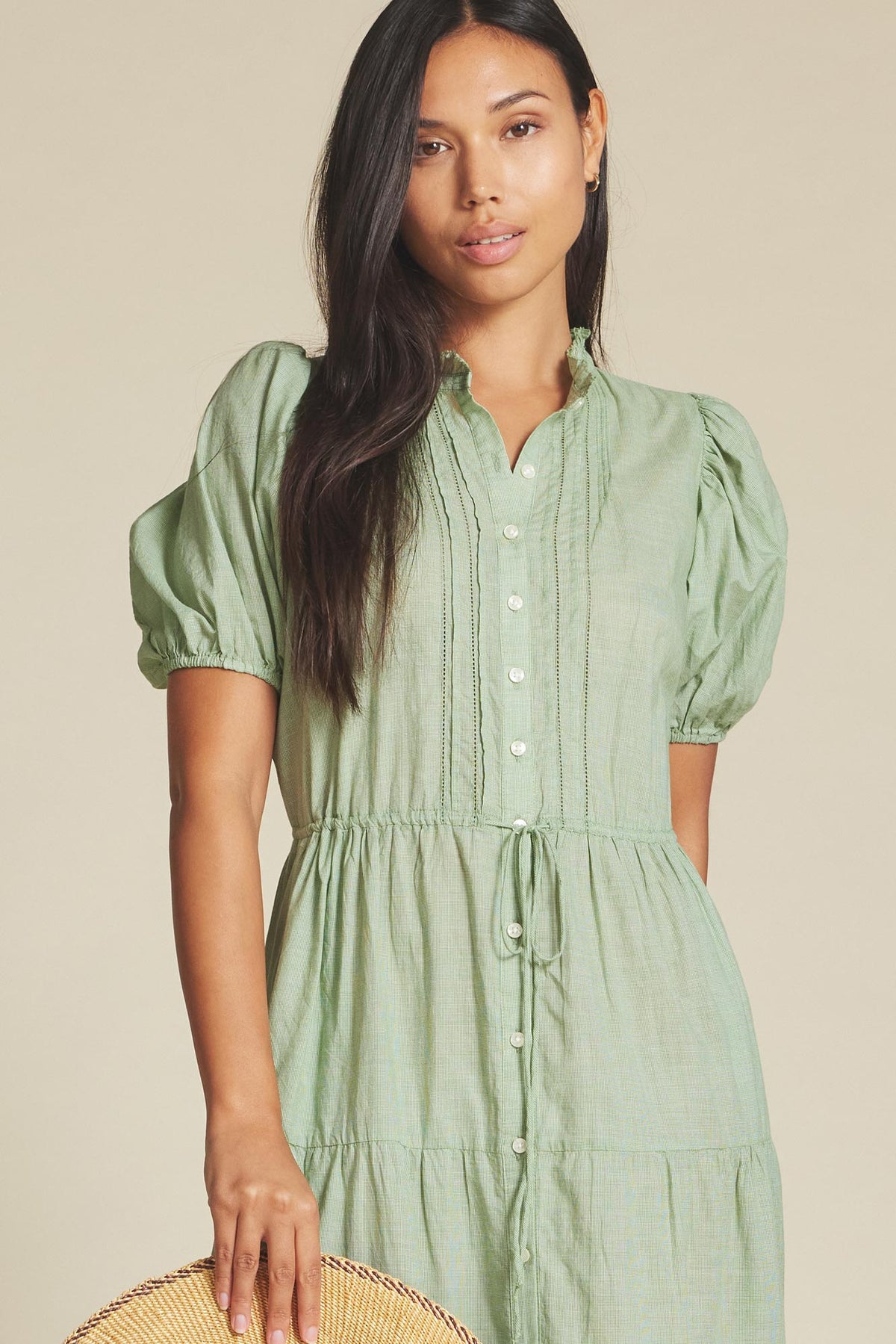 Birds of Paradis by Trovata Hildie Dress in Green Houndstooth