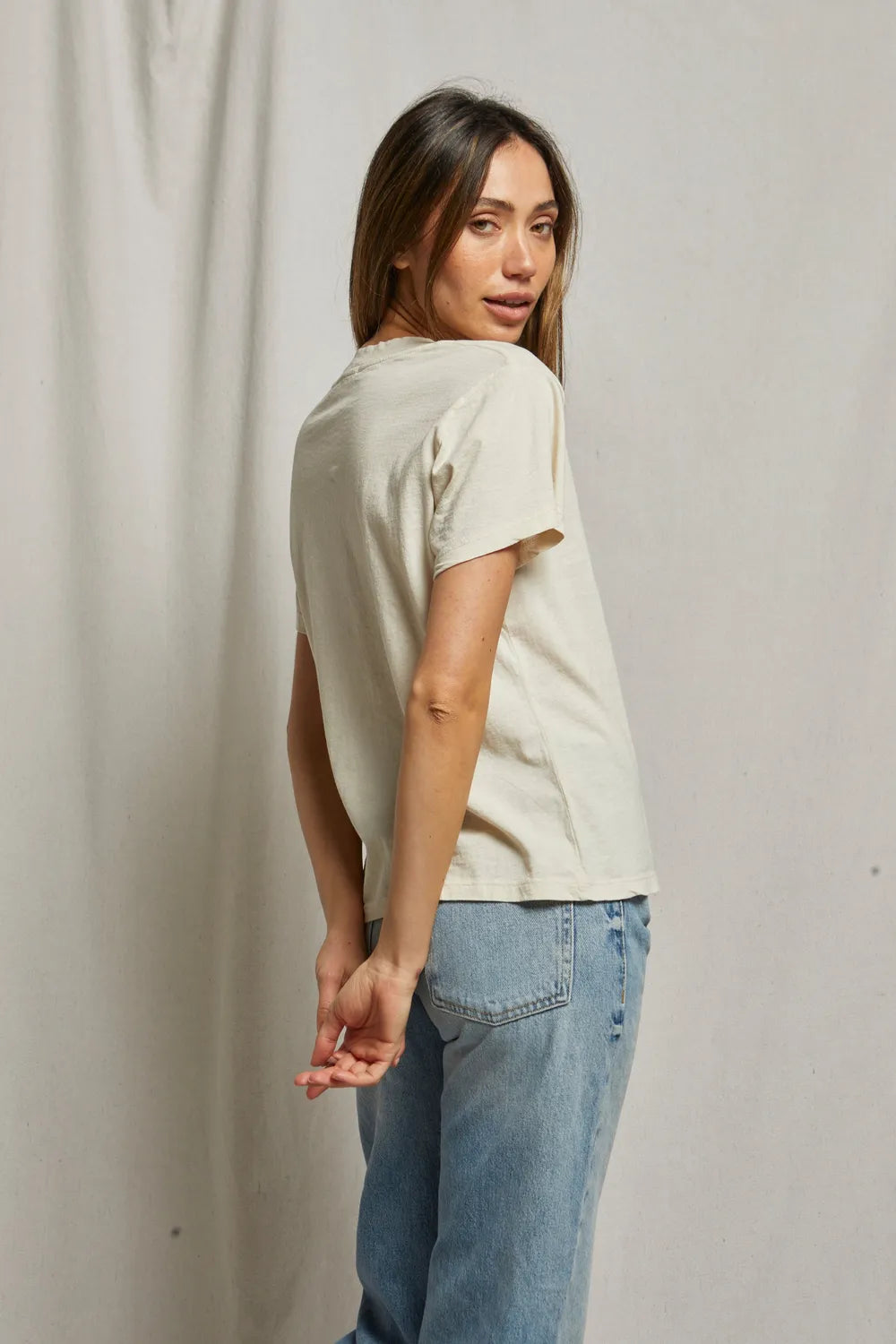 perfectwhitetee Hendrix Cotton Short Sleeve Boxy V-Neck Tee