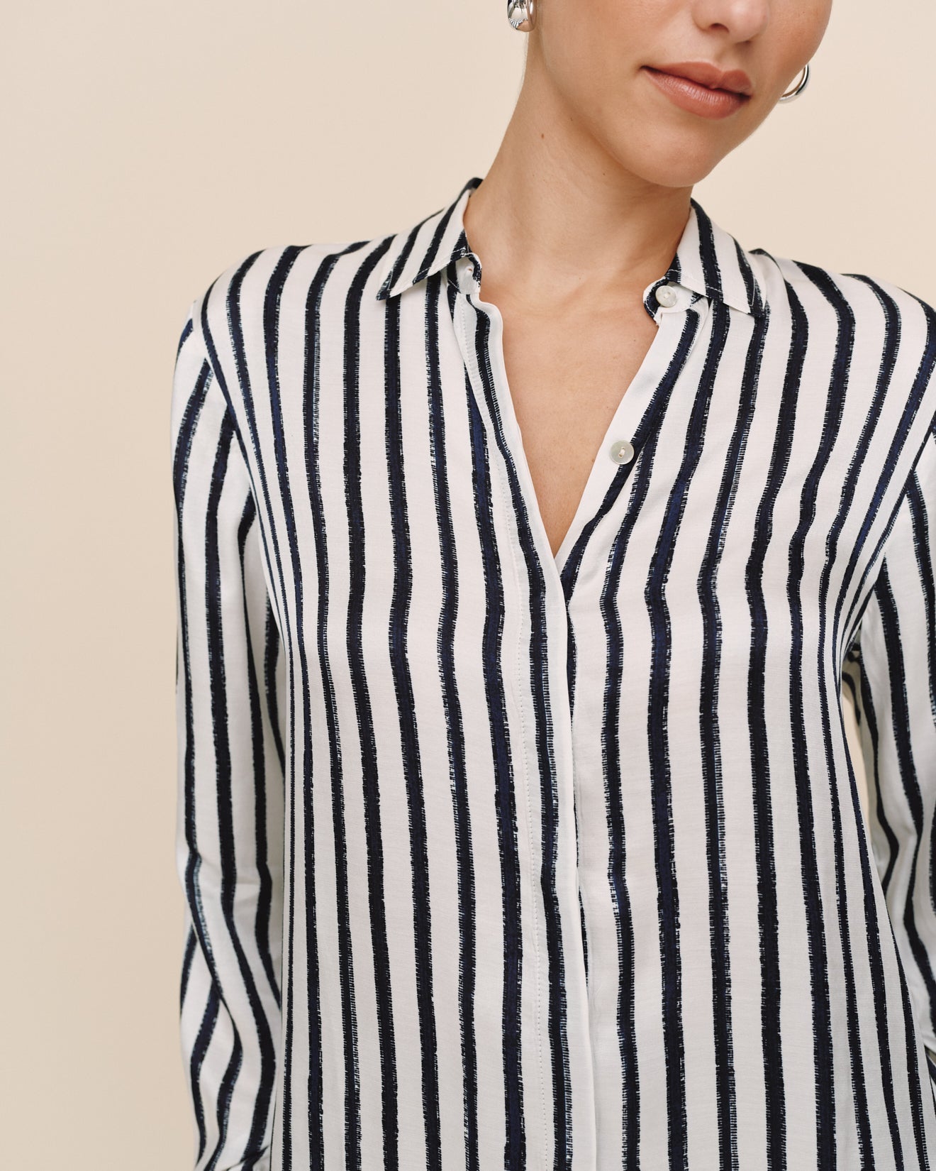 Bella Dahl High Low Hem Shirt Striped Indigo Ink Stripe