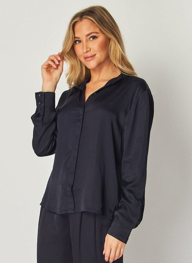 Bella Dahl High Low Hem Shirt Navy Eclipse