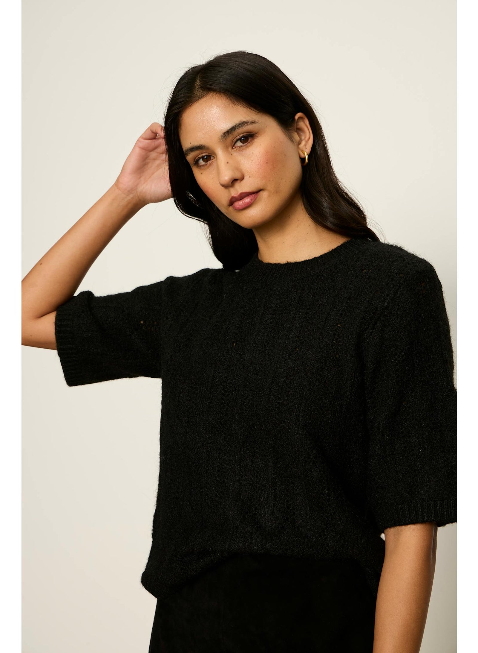 Sanctuary Pointelle Sweater Tee in Black