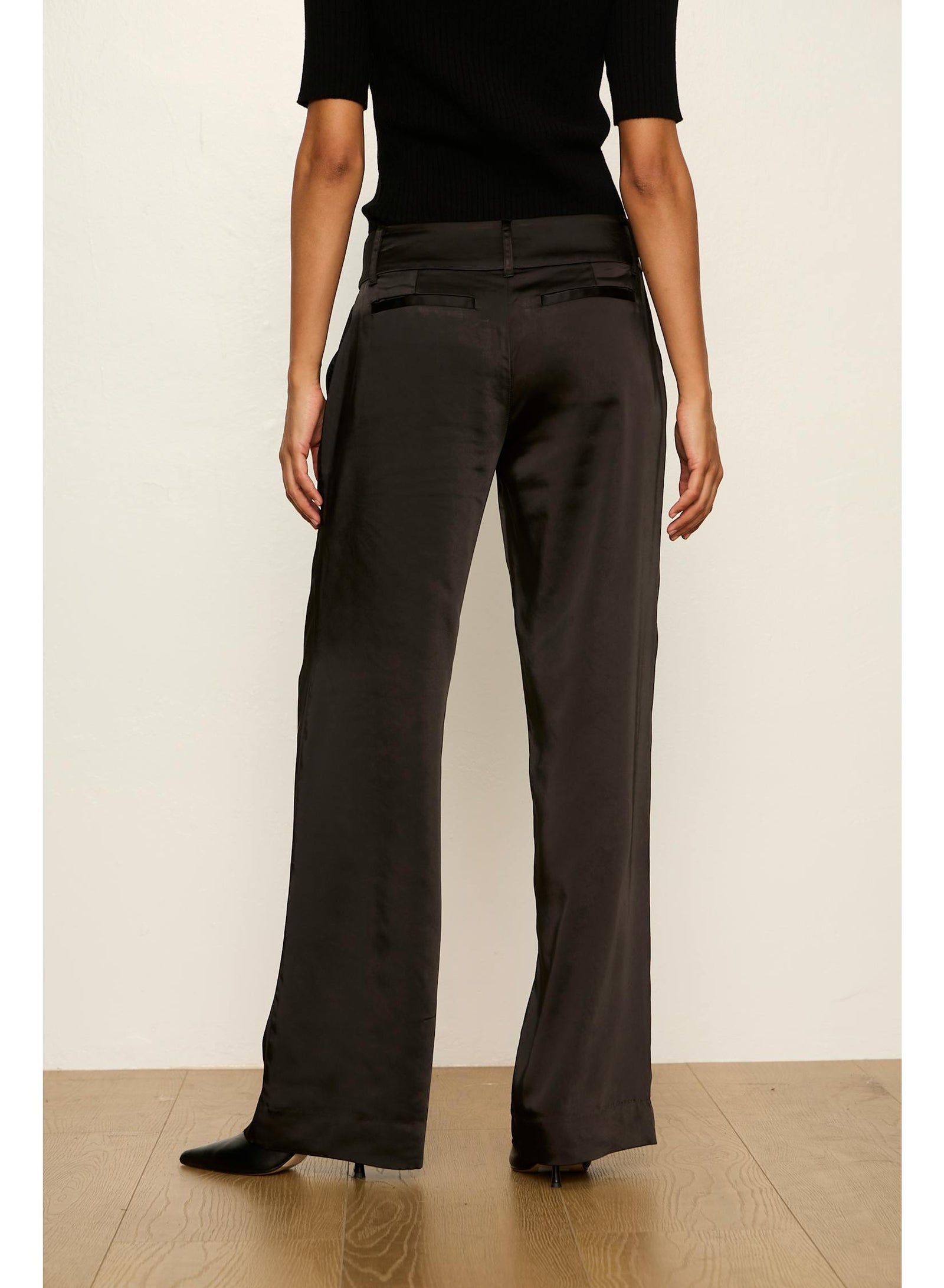 Sanctuary Spotlight Satin Trouser in Black