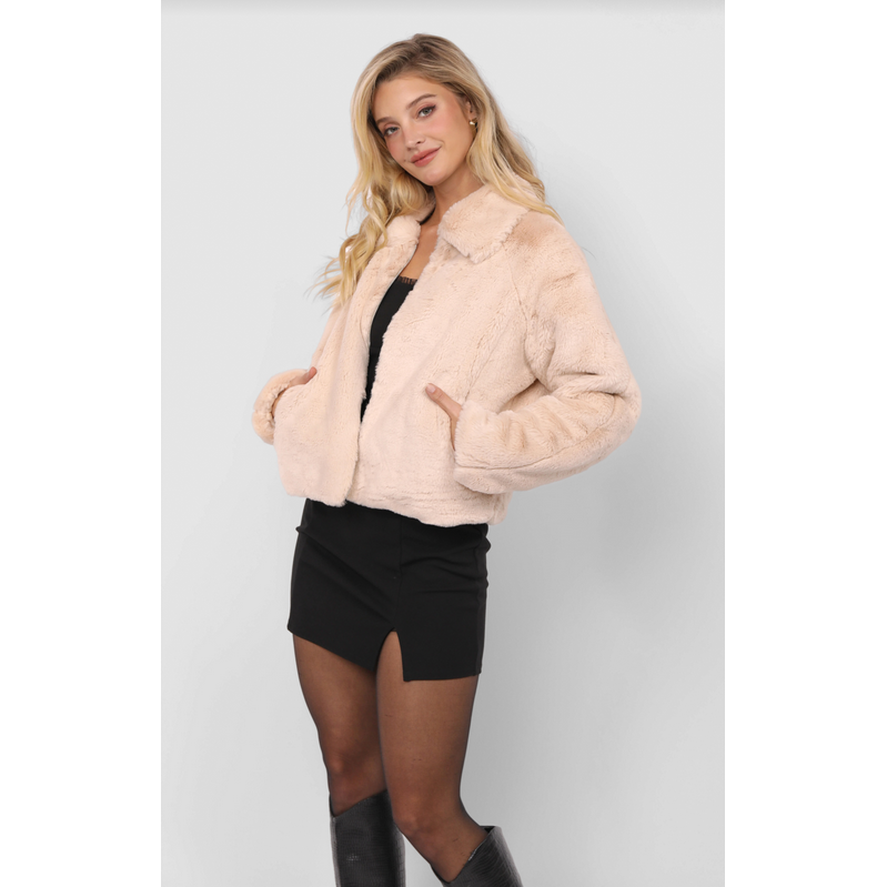 Sadie & Sage Libby Faux Fur Jacket Cream